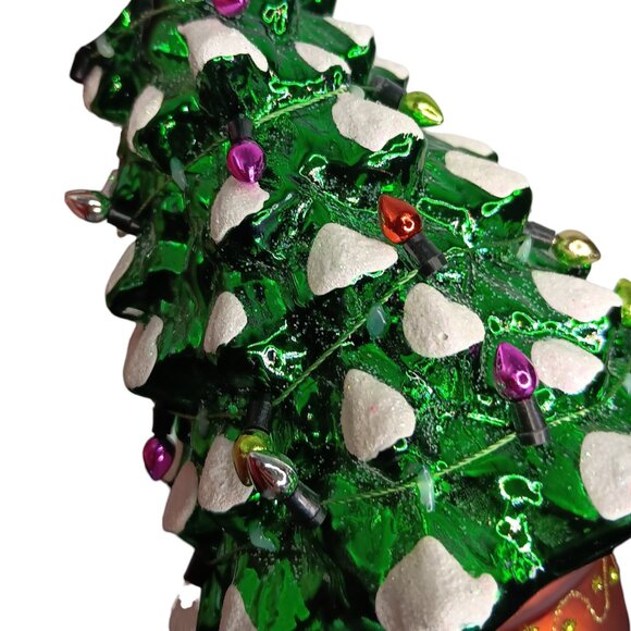 Miniature Glass Christmas Tree Ornament with String Lights By JS 6.5" EUC - Picture 7 of 9